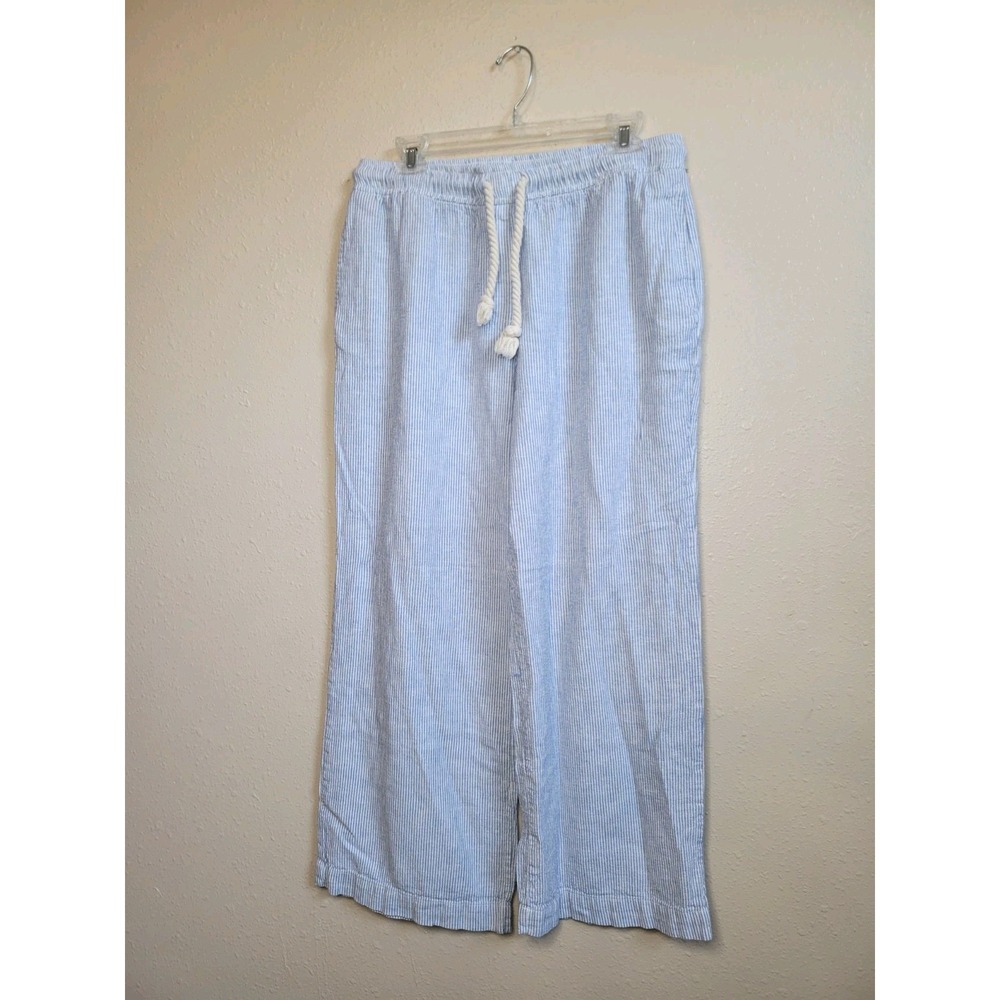 House of Harlow 1960 Blue & White Stripe Wide Leg Linen Blend Pants Size L Beach